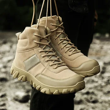 Обувь для скалолазания Мужские рабочие ботинки для пеших прогулок на открытом воздухе Нескользящие тренировочные военные боевые тактические ботинки Повседневные дышащие ботинки для пустыни