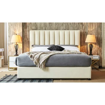 оптовая роскошная кожаная кровать с мягкой обивкой Спальня отеля Двуспальная кровать