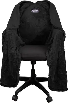 Оригинальное одеяло для офисного стула от SnuggleBack; Уютный удобный офисный стол Wrap крепится для удобного тепла и свободы рук.
