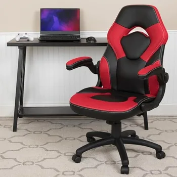 Офисное кресло, офисное кресло для киберспорта, регулируемое вращающееся кресло с откидными подлокотниками, изготовленное из мягкой кожи и с высокой спинкой