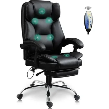 офисное кресло с подставкой для ног, эргономичные кресла для домашнего офиса, кожаное и регулируемое по высоте вращающееся кресло для компьютера