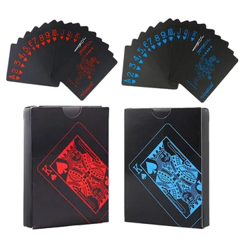 ПВХ Покер Водонепроницаемый Пластиковый Игральные Карты Набор Черный Цвет Покер Карты Наборы ClassicParty/Travel Tricks Tool Покерные игры Красный Синий