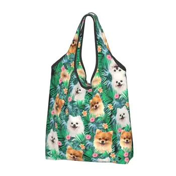 Переработка померанского шпица с летней сумкой для покупок Женская сумка-тоут Портативные сумки для домашних животных Spitz Grocery Shopper Bags
