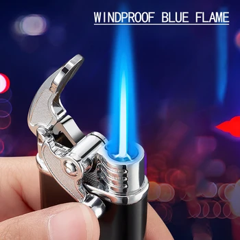  персонализированный коромысло ветрозащитный прямой заряд зажигалка металлический синее пламя надувные аксессуары для курения праздничный подарок мужские инструменты