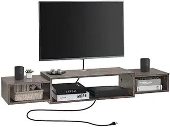  подставка для тумбы под телевизор с розеткой, 55-дюймовая деревянная мультимедийная консоль с отверстиями для кабелей, современное хранилище для развлекательного центра