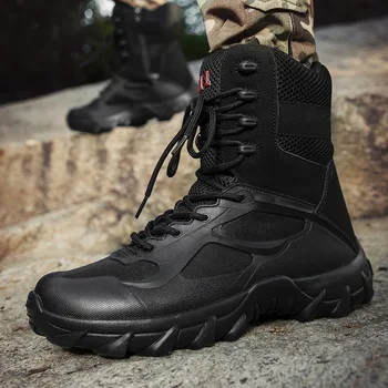 Походные ботинки Мужские удобные дышащие износостойкие нескользящие на открытом воздухе Полевые тренировки Армейские мужчины Боевые военные тактические ботинки