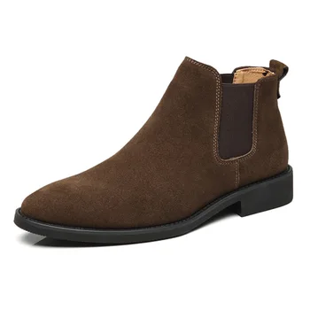 Размер 36-46 Замшевые ботинки челси для мужчин Зимняя обувь для мужчин Черно-коричневые ботильоны на открытом воздухе Высокое качество Bottes Zapatilla Hombre