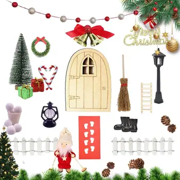 Рождественские миниатюры 1:12 Игрушечный домик Мини-дерево Миниатюрная сцена Модель Подарочные коробки Кукольный домик String Поддельный свет Притворные игрушки для