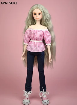 Розовая модная одежда Рубашки в клетку Топ для 1/4 БЖД Кукольная одежда Повседневная одежда для 40-50 см Кукла XINYI 1: 4 Аксессуары для куклы