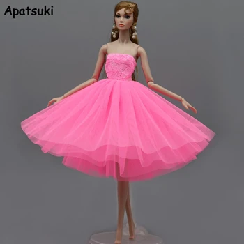 Розовое летнее платье Короткие балетные платья для куклы Барби Одежда Вечернее платье Одежда для кукол Барби Наряды 1/6 Аксессуары для кукол