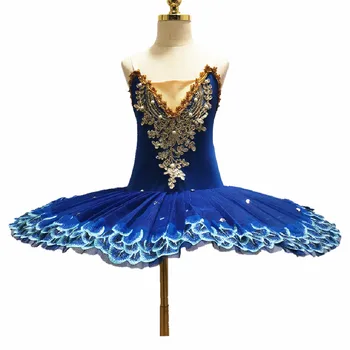 Синяя балетная пачка Юбки для балерины Лебединое озеро Костюмы для выступлений Блин Танцевальная одежда