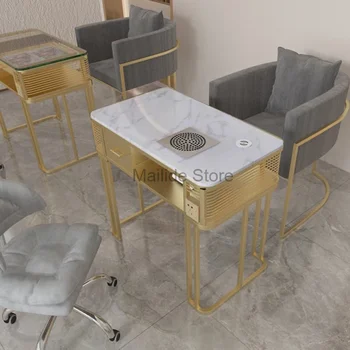 Современные кованые столы для ногтей для коммерческой мебели Маникюрный стол Бытовая многофункциональная световая роскошная ногтевая станция