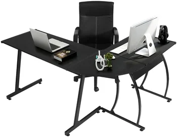  Современный реверсивный L-образный угловой стол для домашнего офиса Компьютерный стол Черный HA0001A1 FA0001 Горячая распродажа