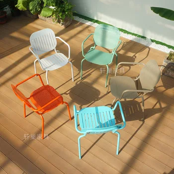 Столы и стулья для отдыха на открытом воздухе, сады во дворе, алюминиевые стулья, домашние модные цветные стулья со спинкой