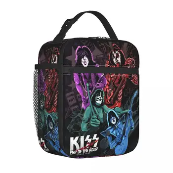 Сумка для ланча Kiss Band Забавная портативная коробка для ланча для унисекс рок музыка офисная сумка-холодильник ретро водонепроницаемые сумки для еды