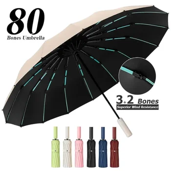  Супер сильный 16k 80Bones Большой ветрозащитный складной зонт для мужчин и женщин Полностью автоматический водонепроницаемый солнцезащитный УФ-зонтик Роскошный дождь