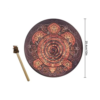 Шаманские бубны, 10-дюймовый декоративный дизайн дерева с барабанными палочками, шаманские барабаны Sound Healer для духовной музыки